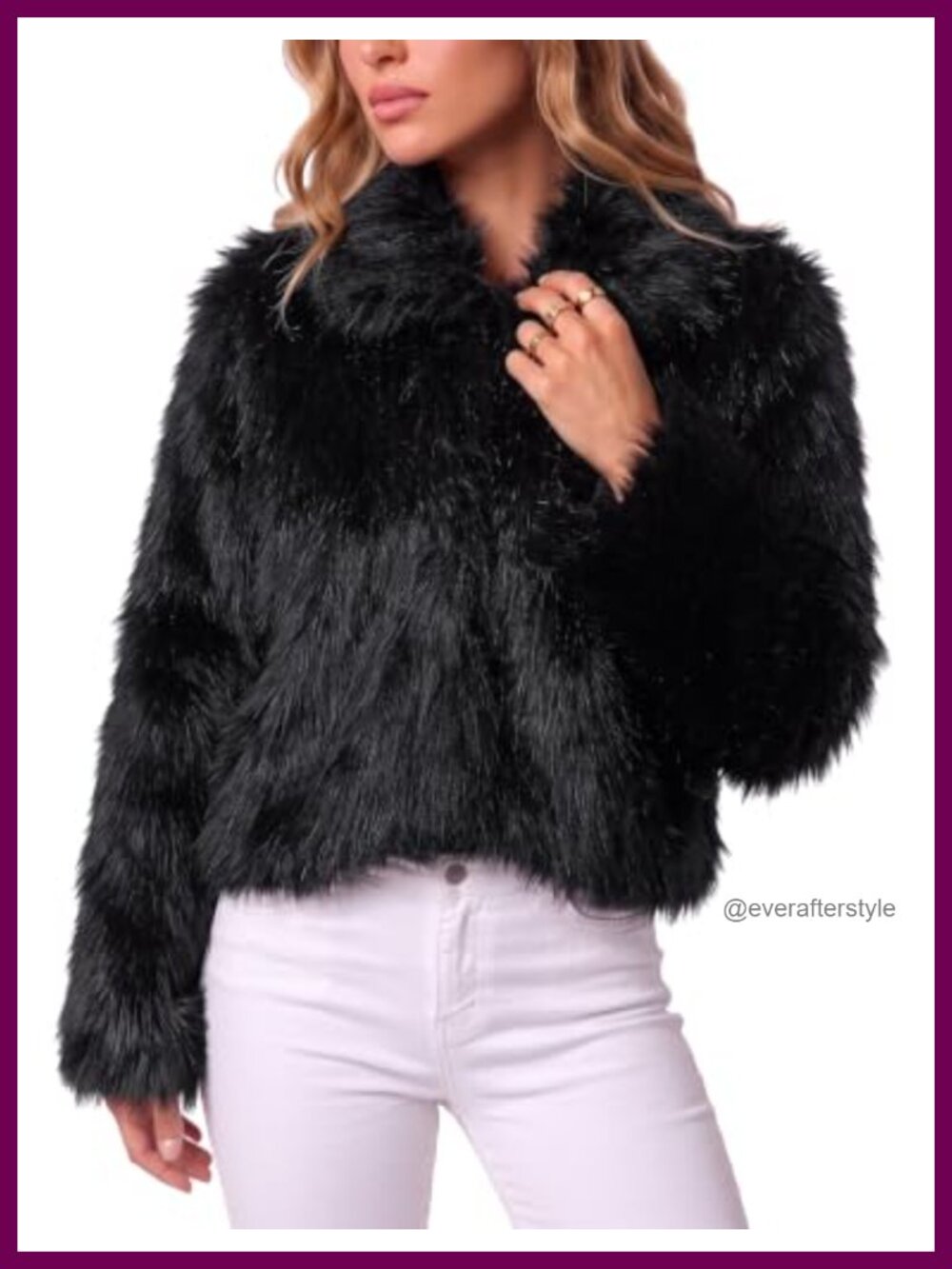 Faux Fur Cropped Jacket Womens Fluffy Shaggy Coat Fall Winter Outerwear